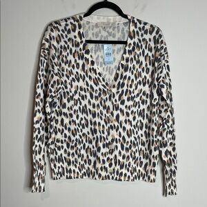 LOFT | Leopard Print Cotton Cardigan Size Small Petite NWT